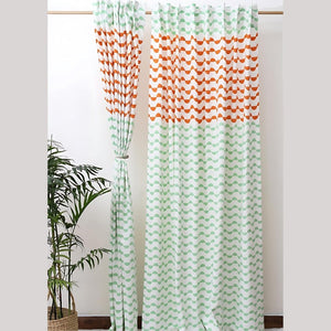 Gudgoodie 100% Cotton Canvas Curtains - Scallop Print - FSCT026W13