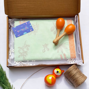 Gudgoodie Baby Gift Set Muslin Dohar and Maracas - Enchanted Forest - GFDH015T13