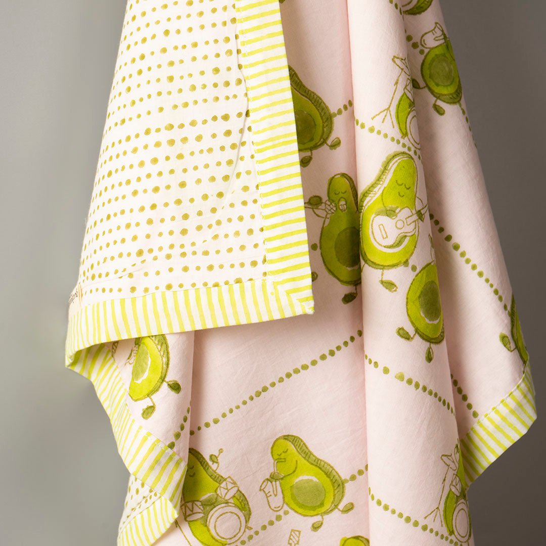 Gudgoodie Baby Gift Set Muslin Dohar and Maracas Set - Avocados - GFDH002T13