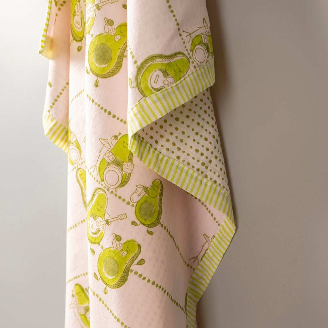 Gudgoodie Baby Gift Set Muslin Dohar and Maracas Set - Avocados - GFDH002T13
