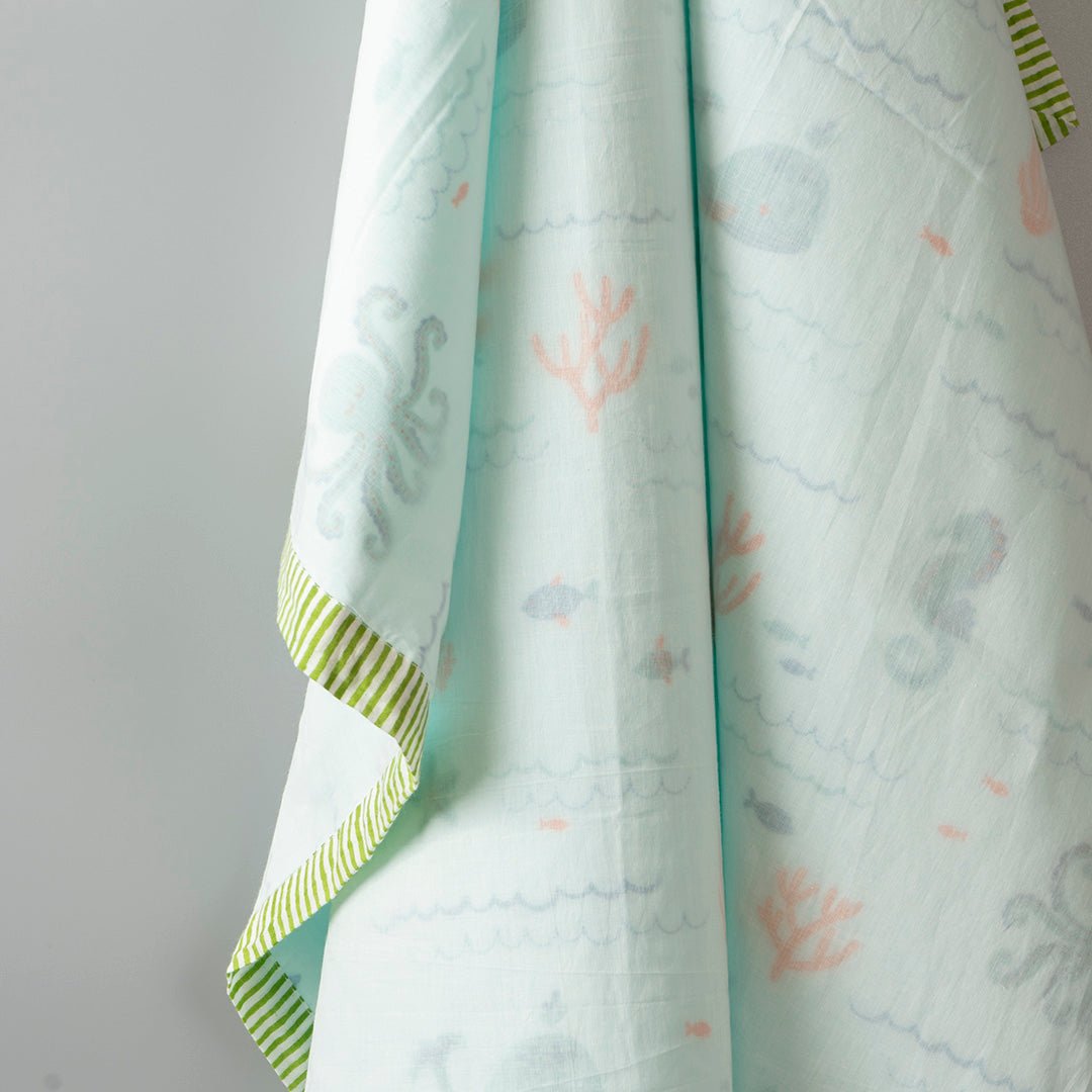 Gudgoodie Baby Gift Set Muslin Dohar and Maracas - Undersea Oasis - GFDH044T13
