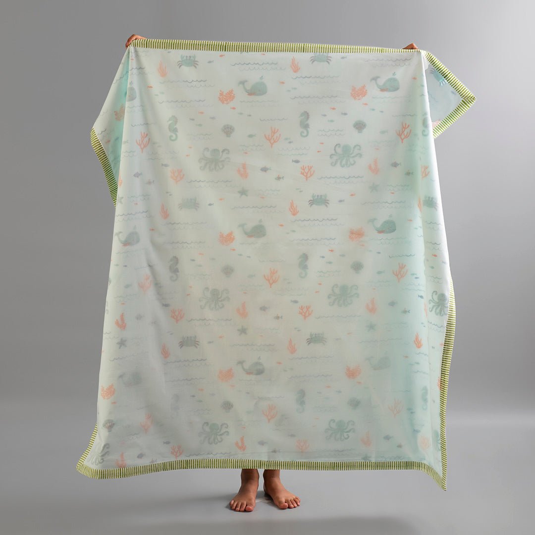 Gudgoodie Baby Gift Set Muslin Dohar and Maracas - Undersea Oasis - GFDH044T13