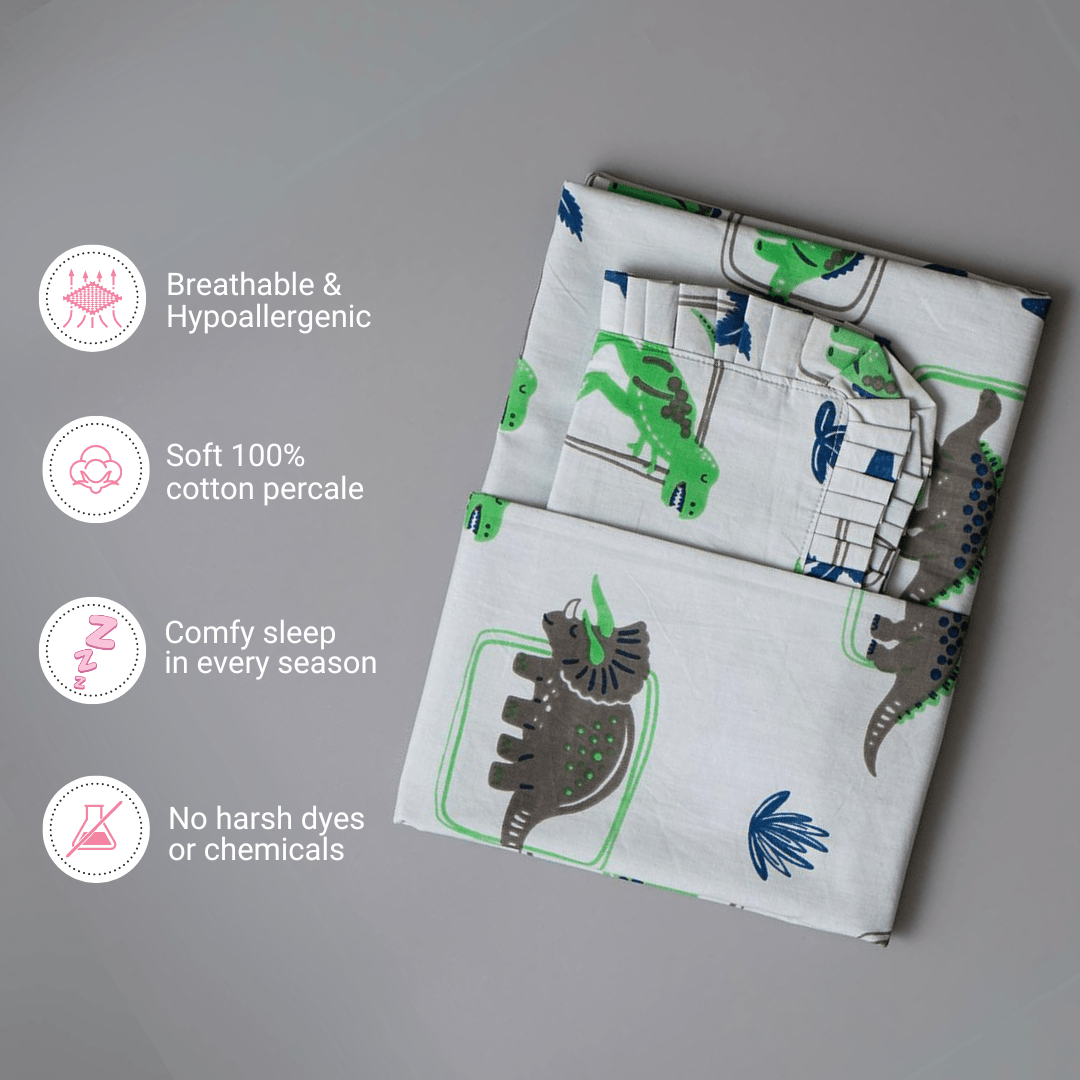 Gudgoodie Flat Crib Bedsheet 100% Cotton Percale - Dinosaur Pals - BLBS010C13