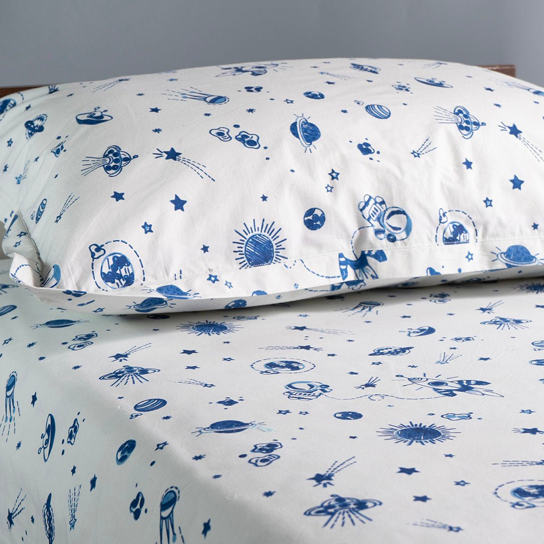 Gudgoodie Flat Crib Bedsheet 100% Cotton Percale - Galactic Adventure - BLBS035C13