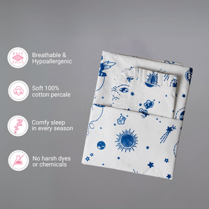 Gudgoodie Flat Crib Bedsheet 100% Cotton Percale - Galactic Adventure - BLBS035C13