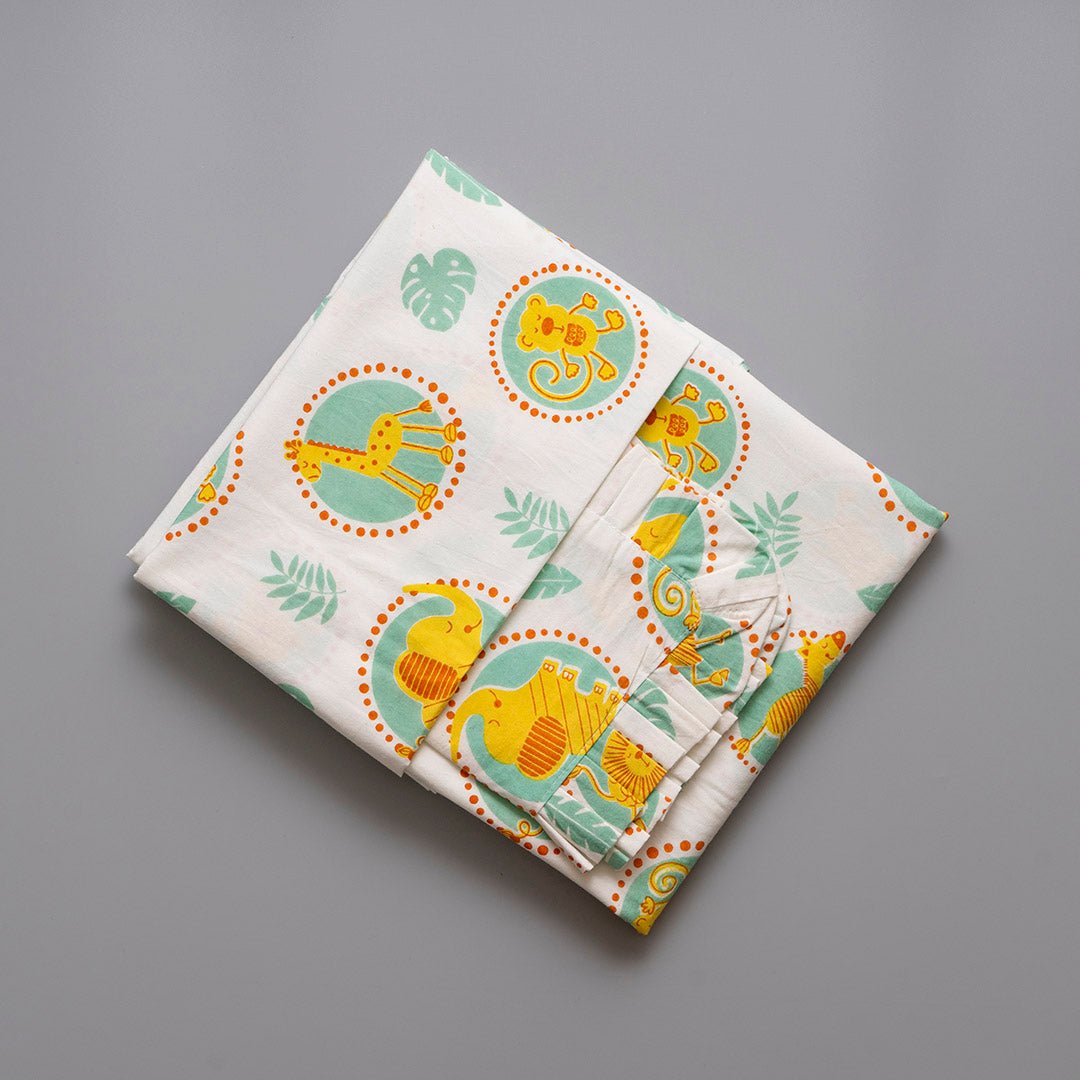 Gudgoodie Flat Crib Bedsheet - 100% Cotton Percale - Jungle Safari - BLBS032C13