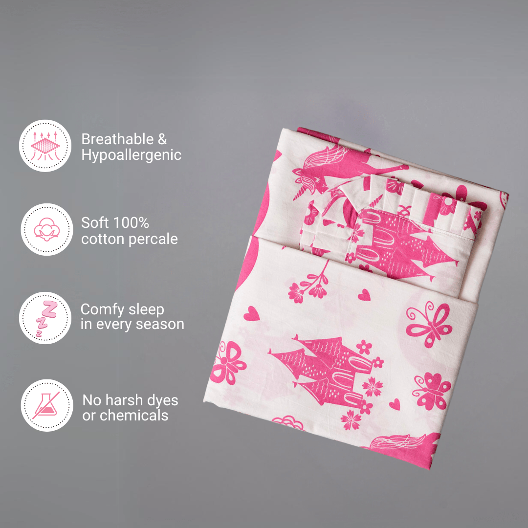 Gudgoodie Flat Crib Bedsheet - 100% Cotton Percale - Magical Unicorns - BLBS045C13