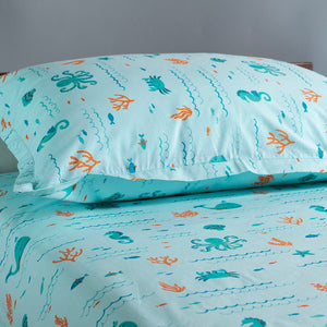 Gudgoodie Flat Crib Bedsheet 100% Cotton Percale - Undersea Oasis - BLBS044C13