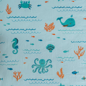 Gudgoodie Flat Crib Bedsheet 100% Cotton Percale - Undersea Oasis - BLBS044C13