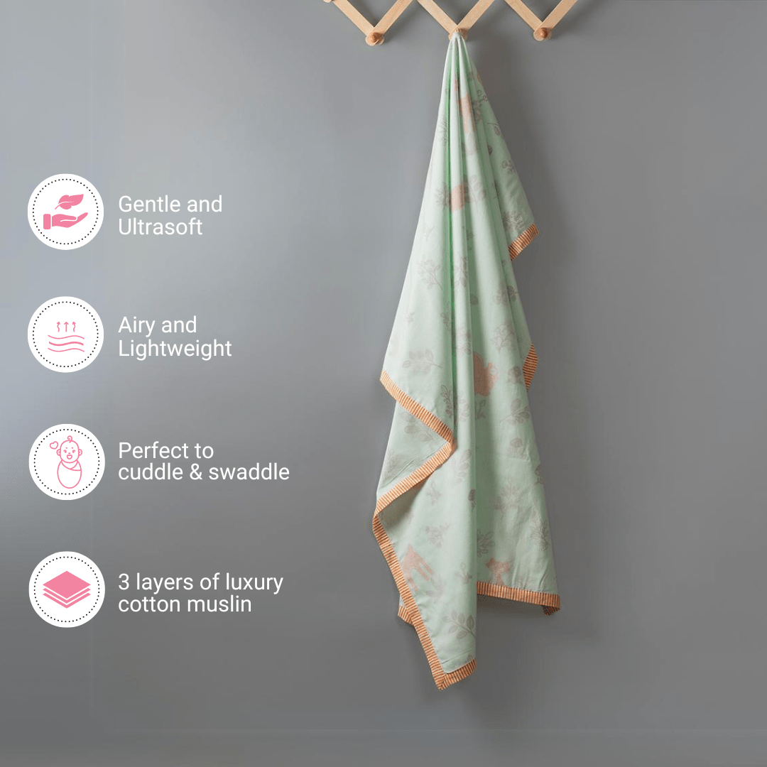 Gudgoodie Kids Cotton Muslin Dohar - Enchanted Forest - BLDH015T13