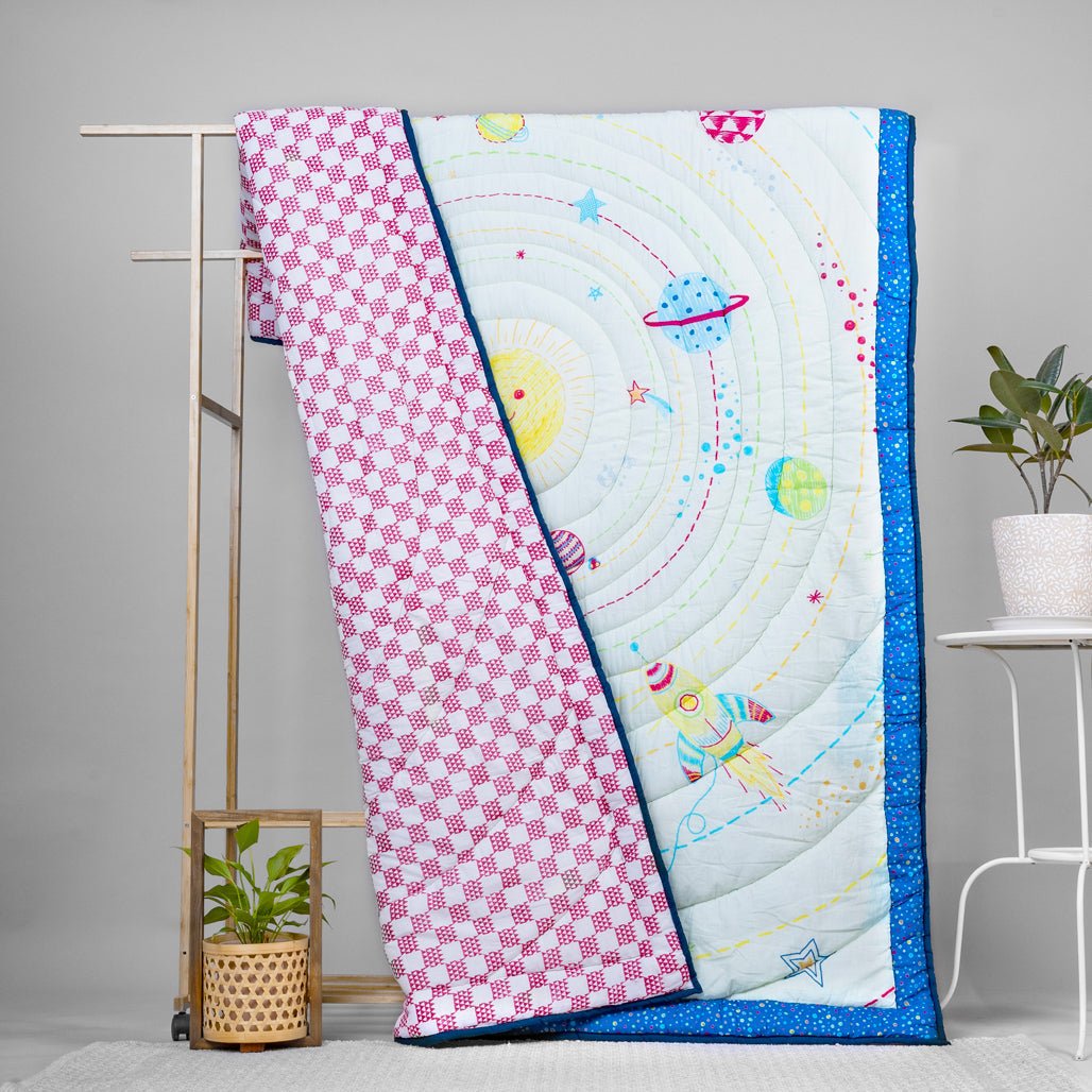 Gudgoodie Premium Cotton Muslin AC Quilt Blanket - Galactic Adventure - BLQT035T13