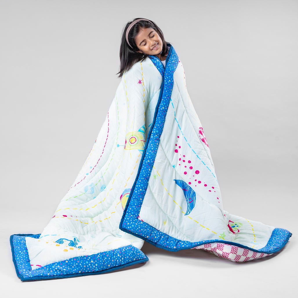 Gudgoodie Premium Cotton Muslin AC Quilt Blanket - Galactic Adventure - BLQT035T13