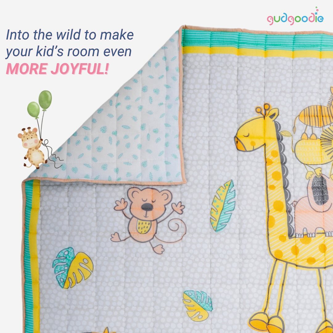 Gudgoodie Premium Cotton Muslin AC Quilt Blanket - Jungle Safari - BLQT032T13