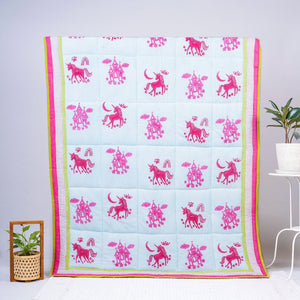 Gudgoodie Premium Cotton Muslin AC Quilt Blanket - Magical Unicorns - BLQT045T13
