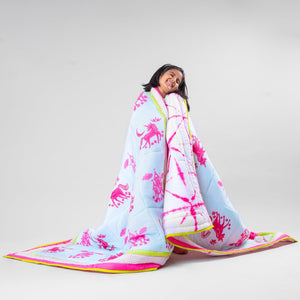 Gudgoodie Premium Cotton Muslin AC Quilt Blanket - Magical Unicorns - BLQT045T13