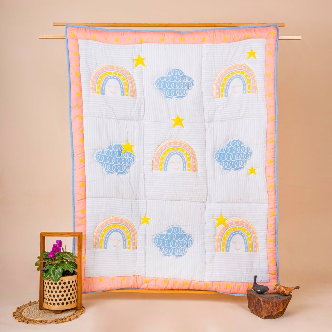 Gudgoodie Premium Cotton Muslin AC Quilt Blanket - Rainbow Dreams - BLQT031T13