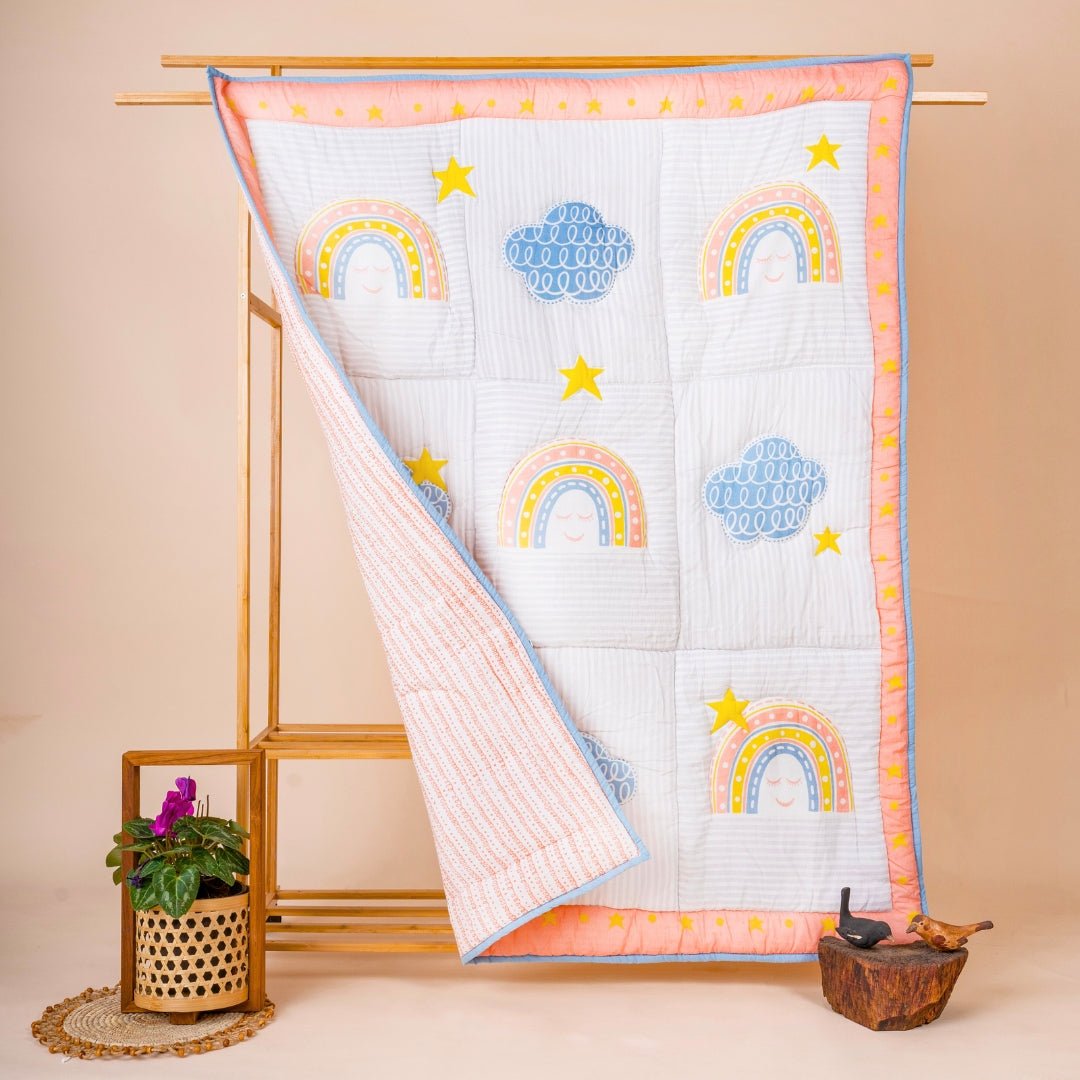 Gudgoodie Premium Cotton Muslin AC Quilt Blanket - Rainbow Dreams - BLQT031T13