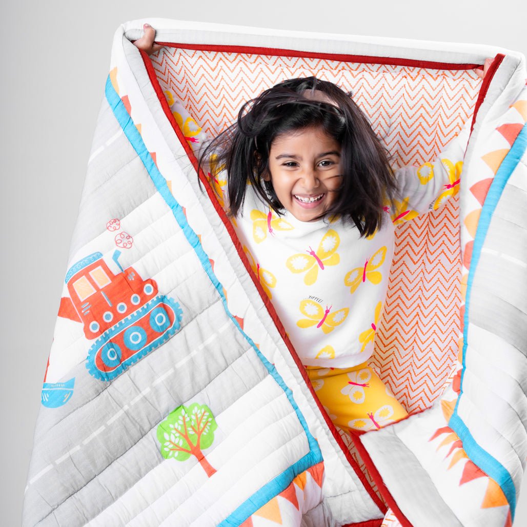 Gudgoodie Premium Cotton Muslin AC Quilt Blanket - Vehicles - BLQT046T13