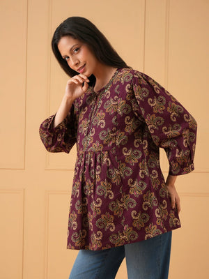 Gul Paisley Embroidered Maternity and Nursing Top - S Maternity and Nursing Tops