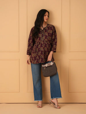 Gul Paisley Embroidered Maternity and Nursing Top - S Maternity and Nursing Tops