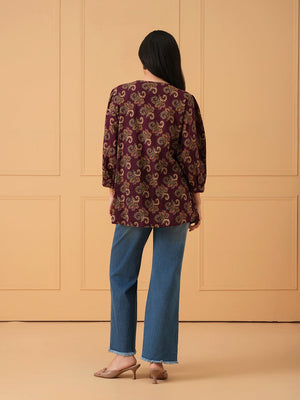 Gul Paisley Embroidered Maternity and Nursing Top - S Maternity and Nursing Tops