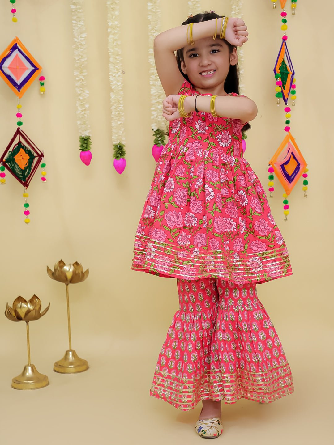 Gulaabi Rani Anarkali Kurta Sharara Set - KES - SC - GLBRN - 0 - 6
