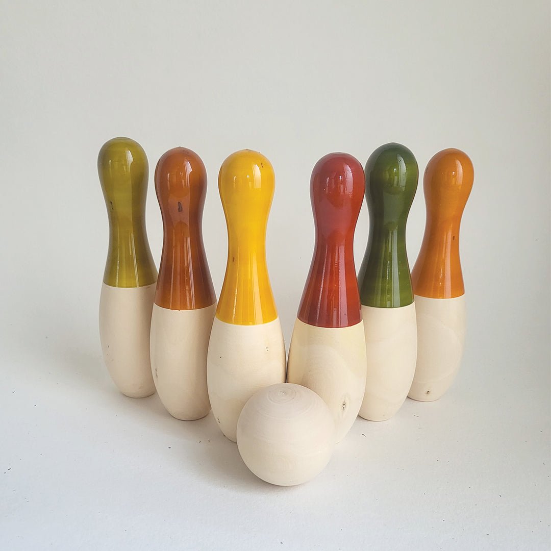 Gulab Tribe Handcrafted Wooden Big Bowling Set - GTS - 12