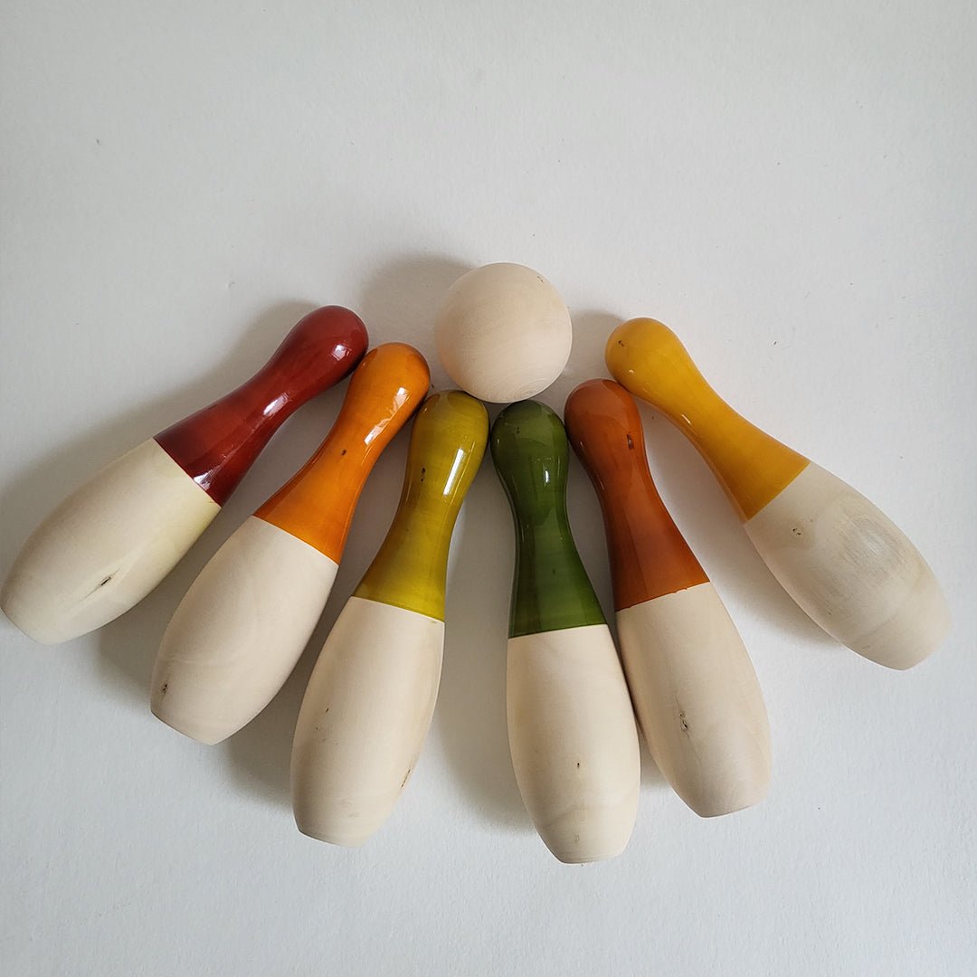 Gulab Tribe Handcrafted Wooden Big Bowling Set - GTS - 12