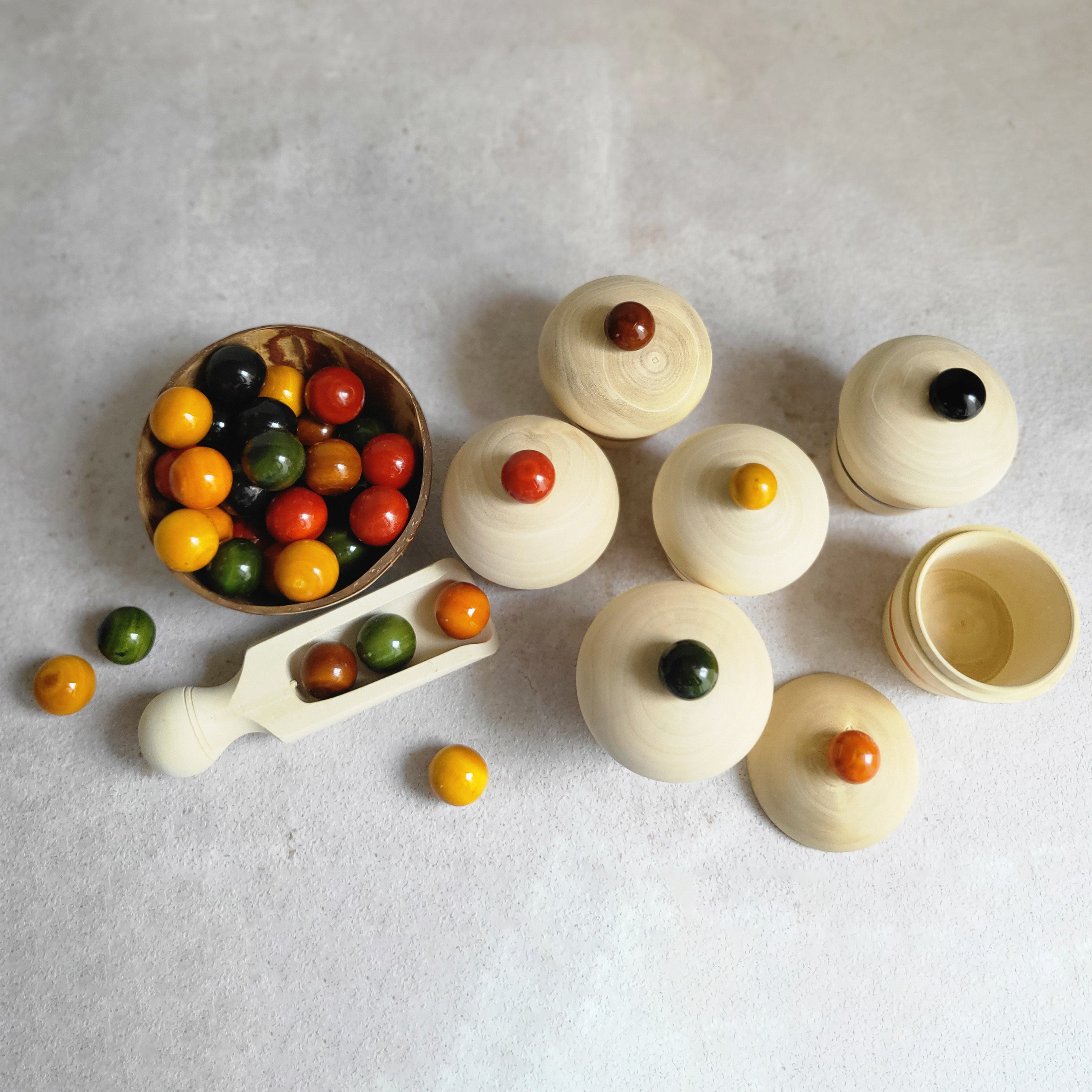 Gulab Tribe Handcrafted Wooden Cupcake sorting and counting set - GTS - 07