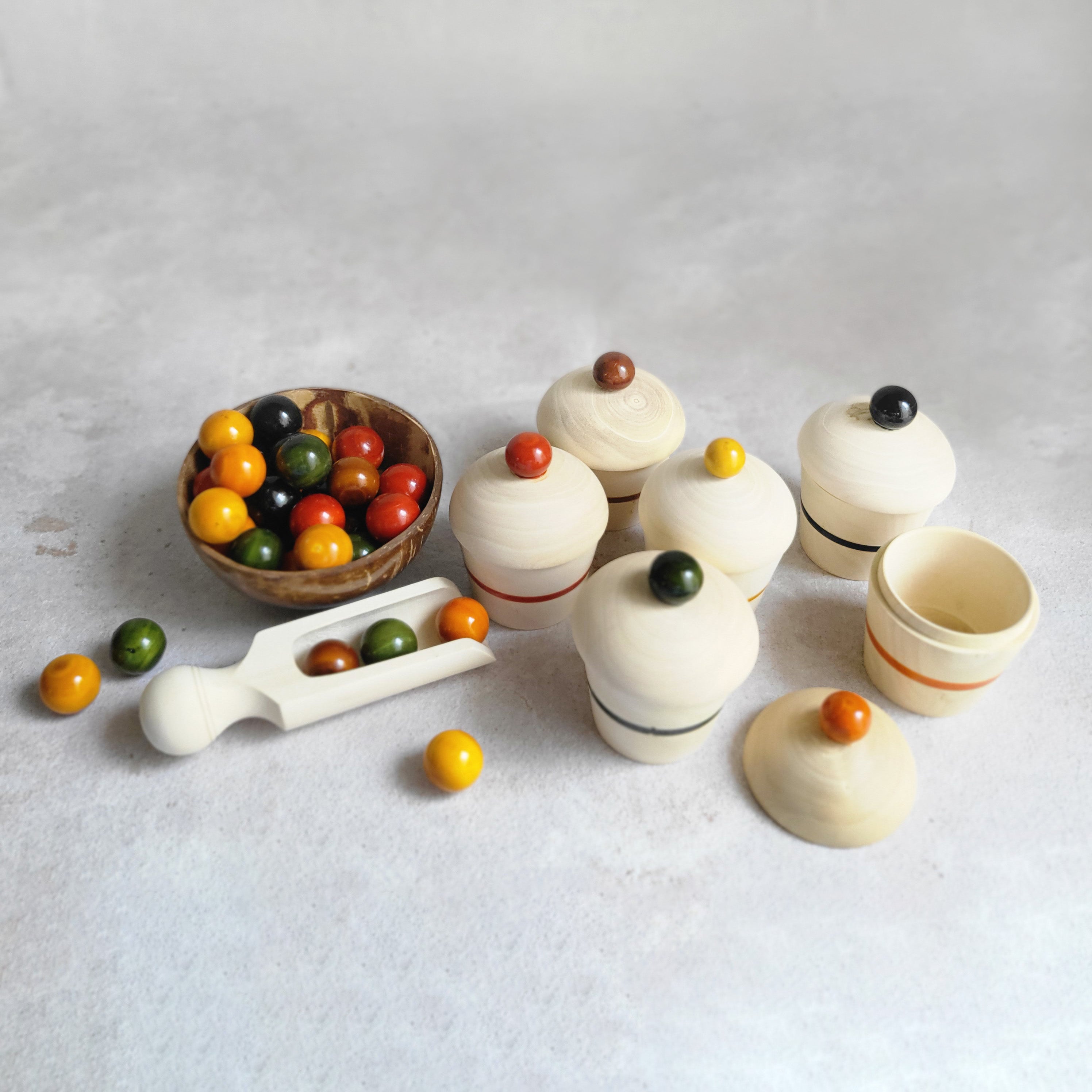 Gulab Tribe Handcrafted Wooden Cupcake sorting and counting set - GTS - 07