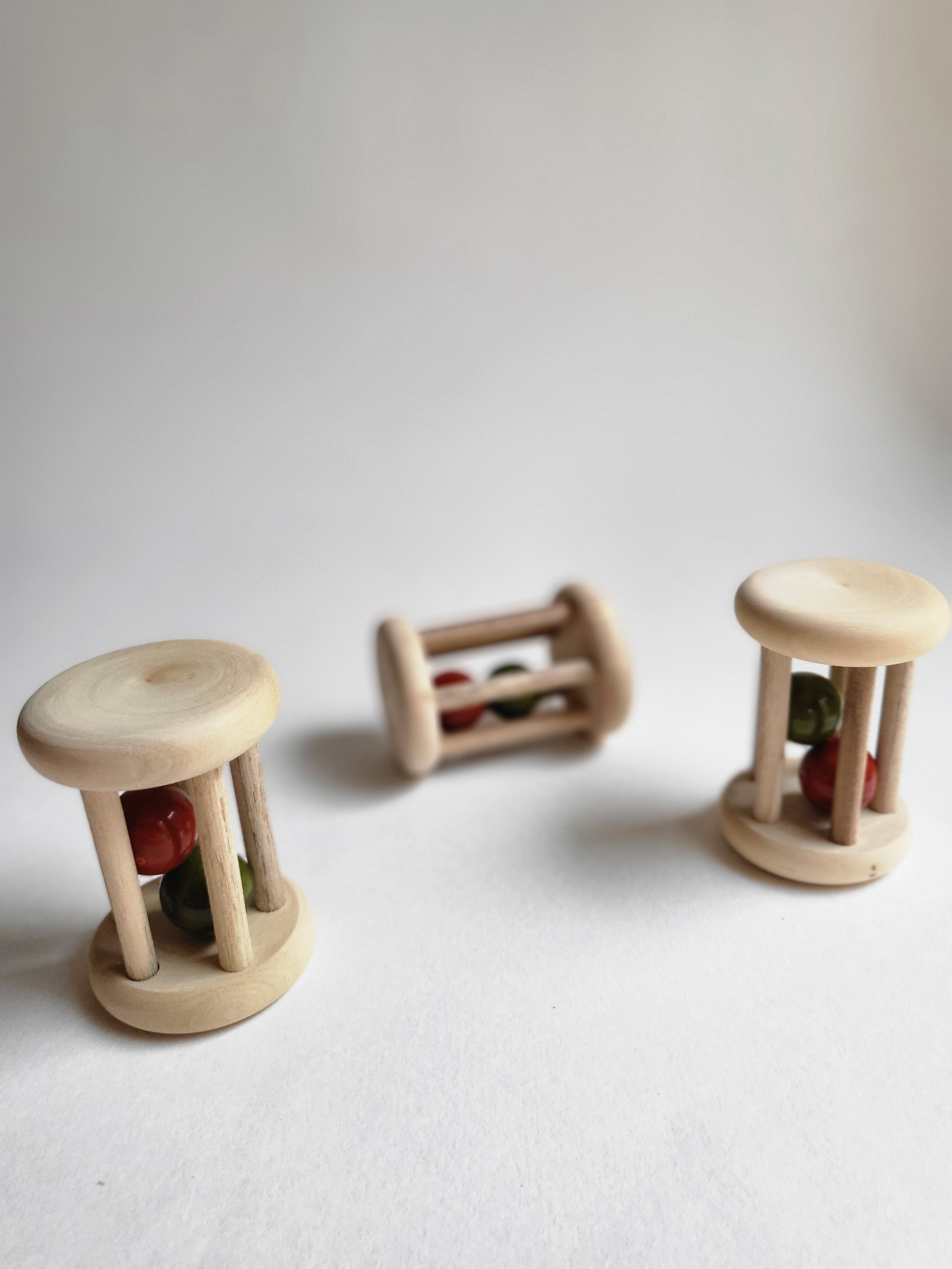 Gulab Tribe Handcrafted Wooden Mini Rolling Rattle - GT - 11