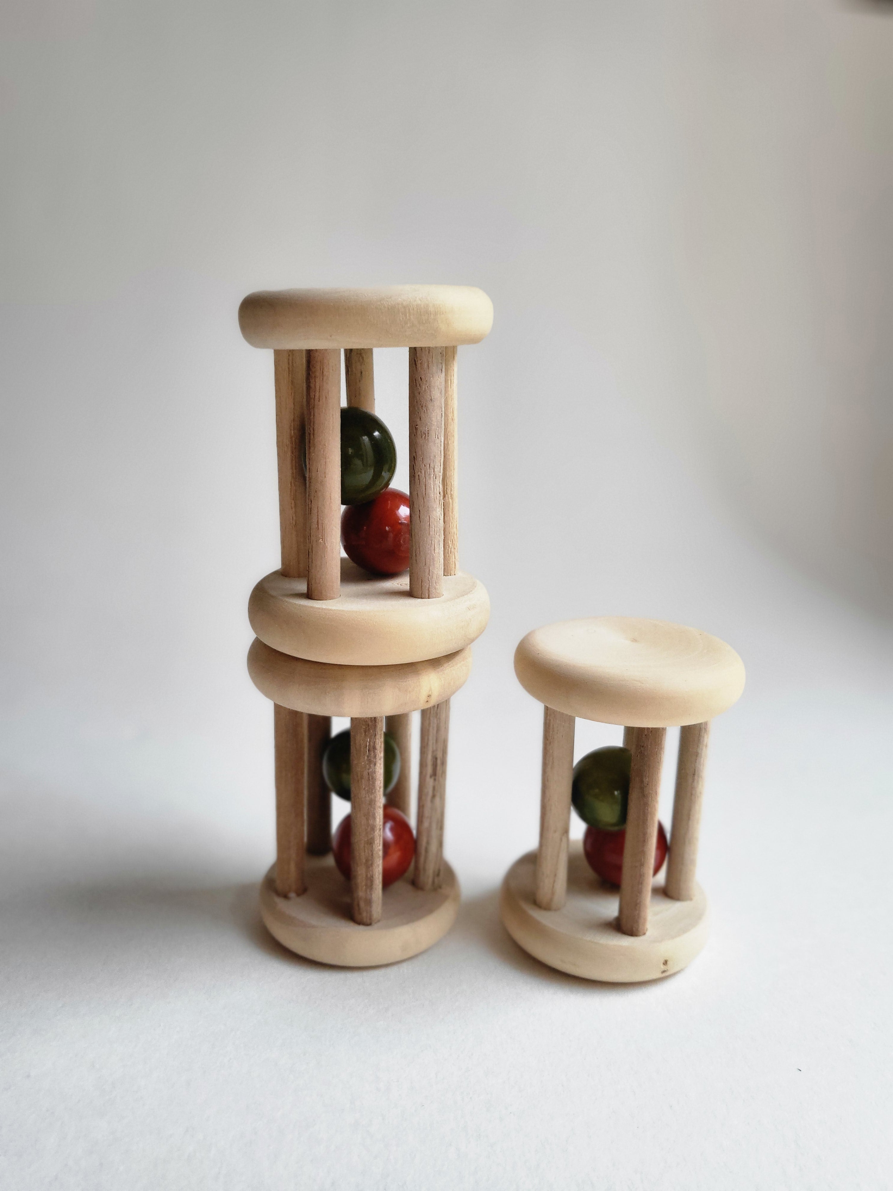Gulab Tribe Handcrafted Wooden Mini Rolling Rattle - GT - 11