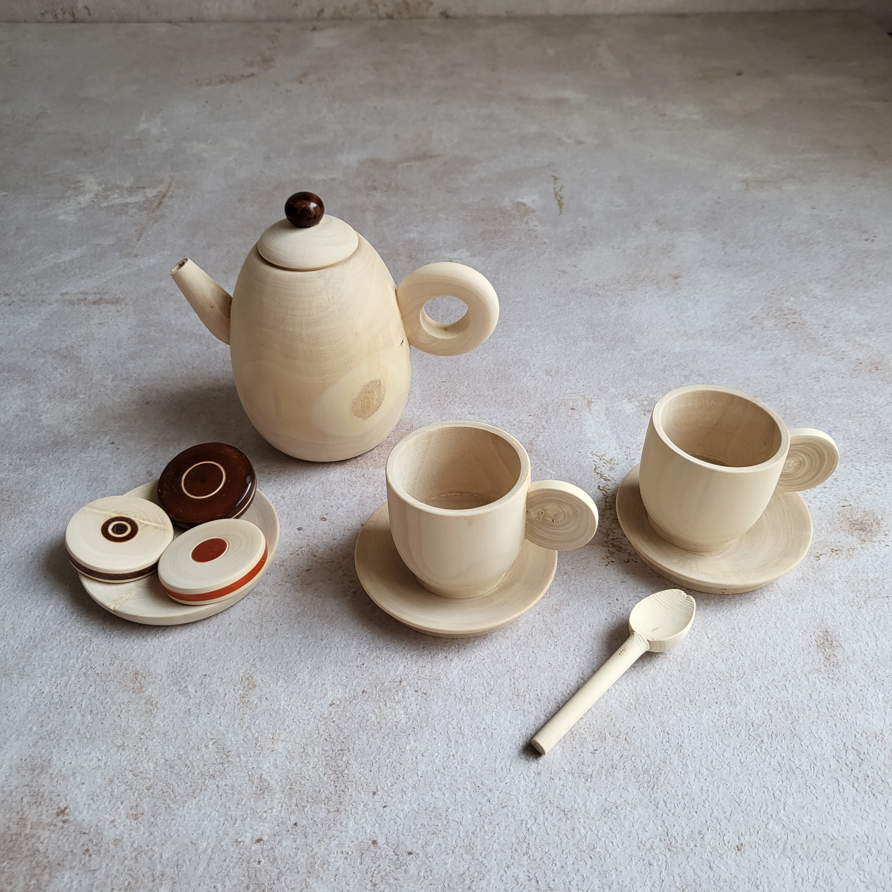 Gulab Tribe Handcrafted Wooden Mini Tea Set - GTS - 01