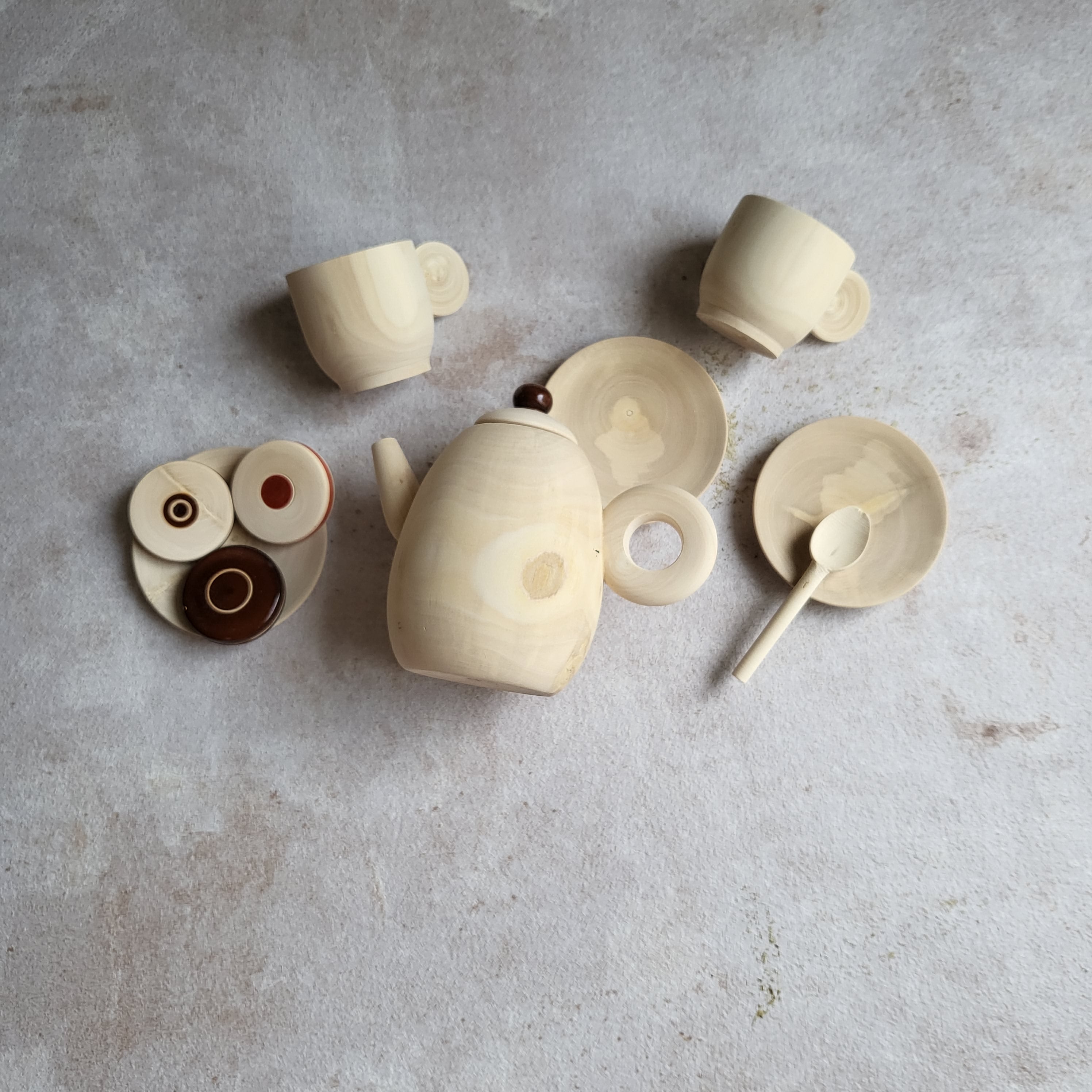Gulab Tribe Handcrafted Wooden Mini Tea Set - GTS - 01