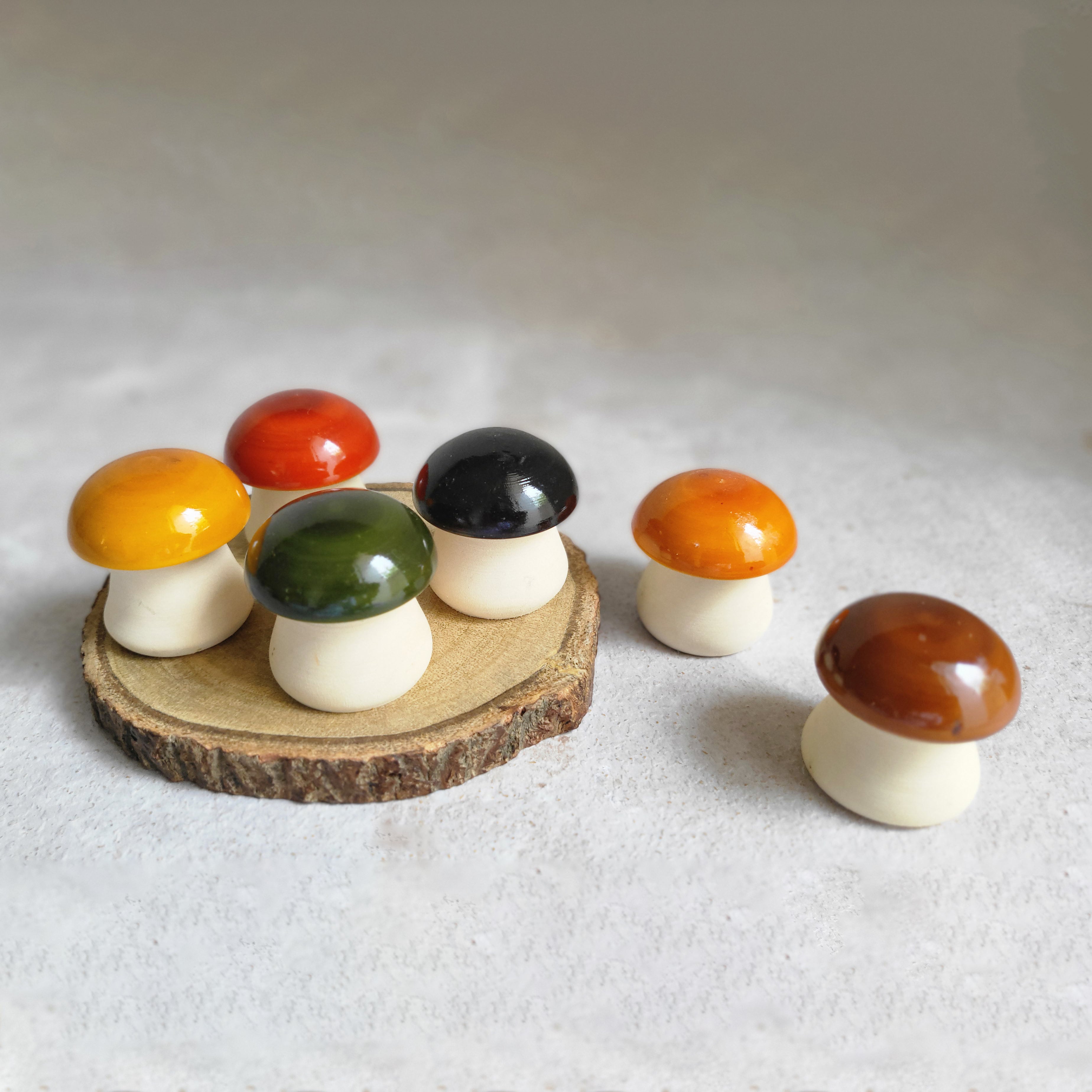 Gulab Tribe Handcrafted Wooden Mushroom Set - GT - 04