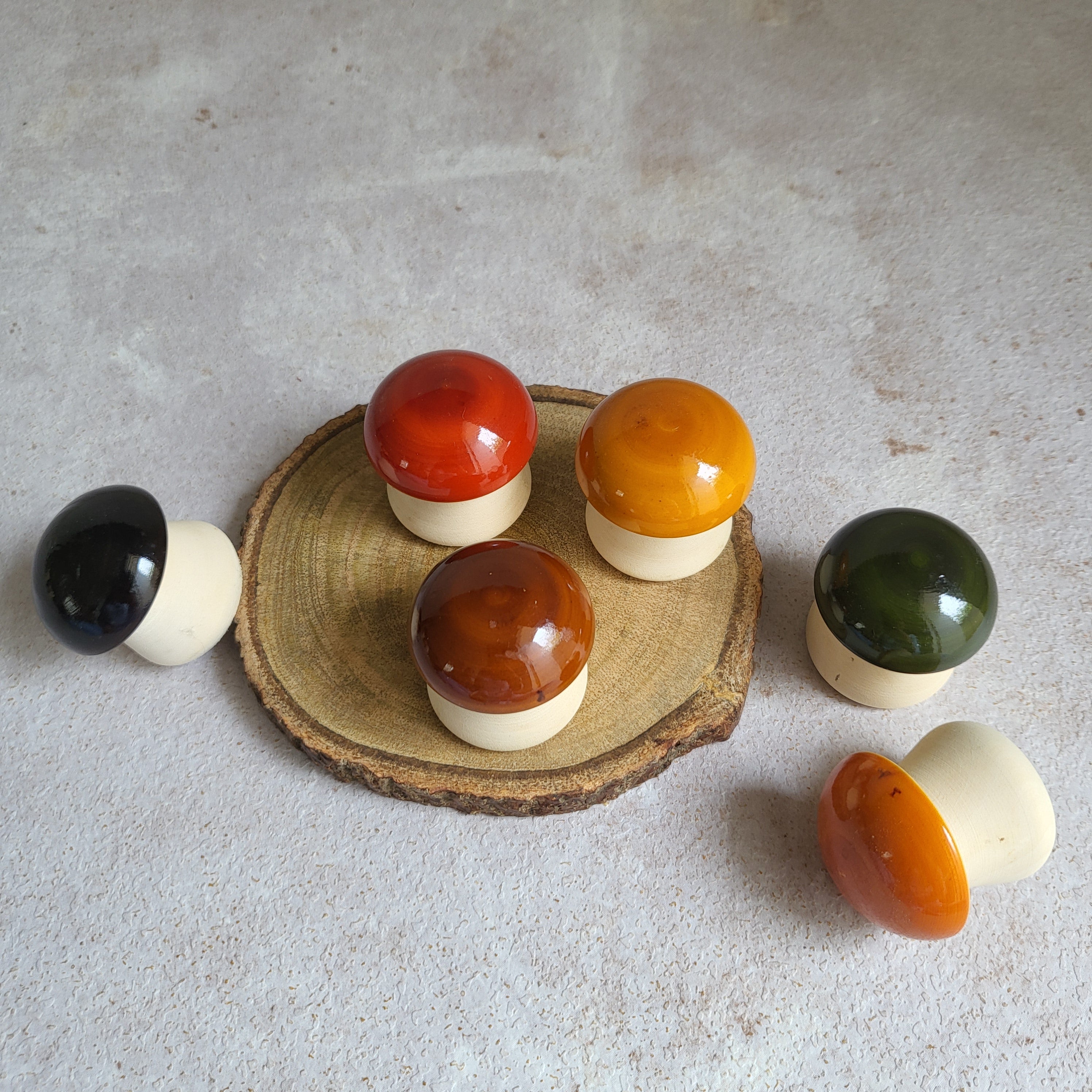 Gulab Tribe Handcrafted Wooden Mushroom Set - GT - 04
