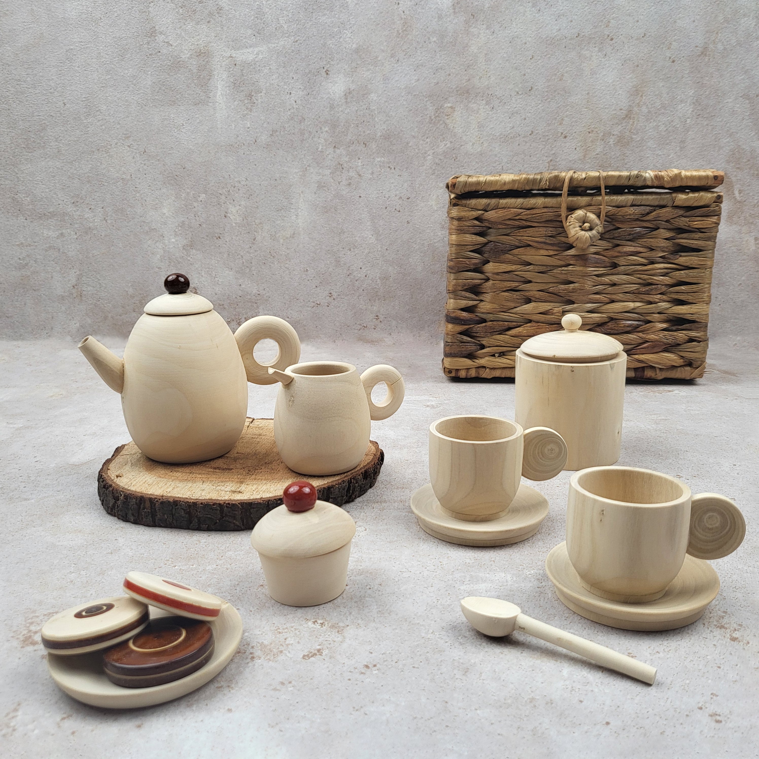 Gulab Tribe Handcrafted Wooden Party Tea Set - GTS - 13