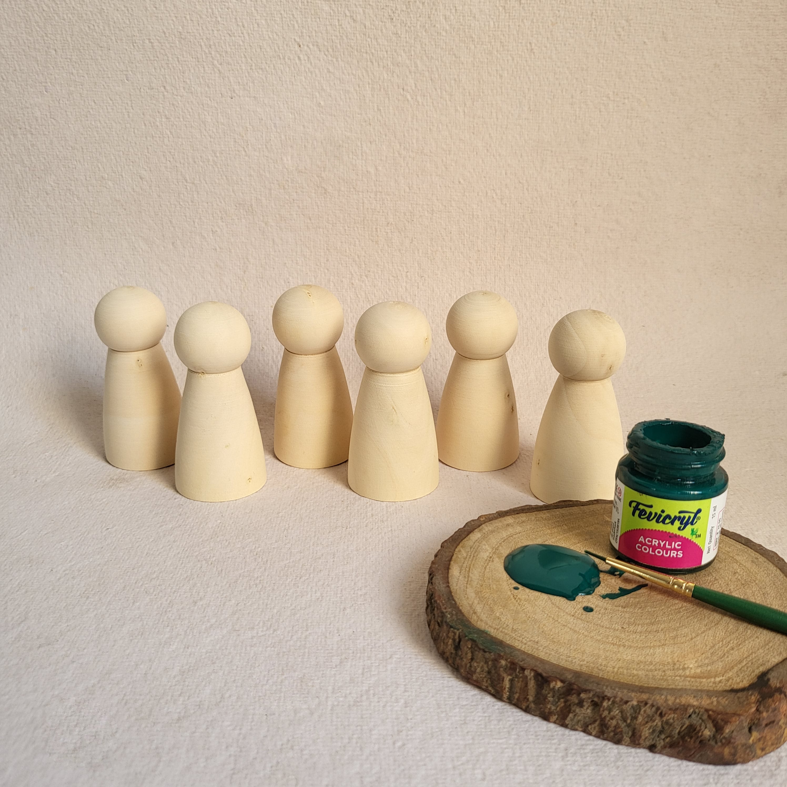 Gulab Tribe Handcrafted Wooden Peg Dolls - GTS - 04