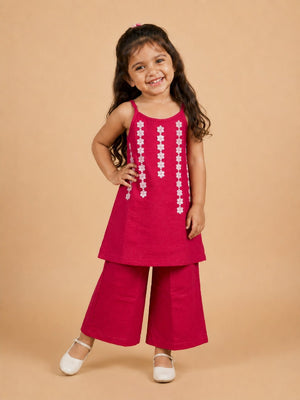 Gulnaar Girls Embroidered Salwar Suit Set - 1-2 Years Girls Ethnic Set