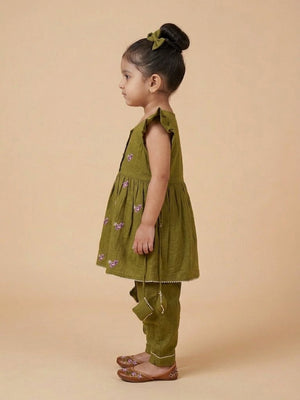 Gungun Girls Embroidered Kurta Set with Tropical Tweet Boys Embroidered Kurta Pajama Set- Ethnic Combo - Twinning Combo