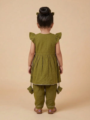 Gungun Girls Embroidered Kurta Set with Tropical Tweet Boys Embroidered Kurta Pajama Set- Ethnic Combo - Twinning Combo