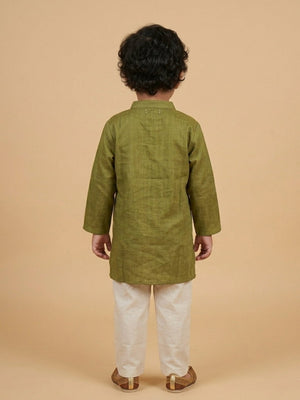 Gungun Girls Embroidered Kurta Set with Tropical Tweet Boys Embroidered Kurta Pajama Set- Ethnic Combo - Twinning Combo