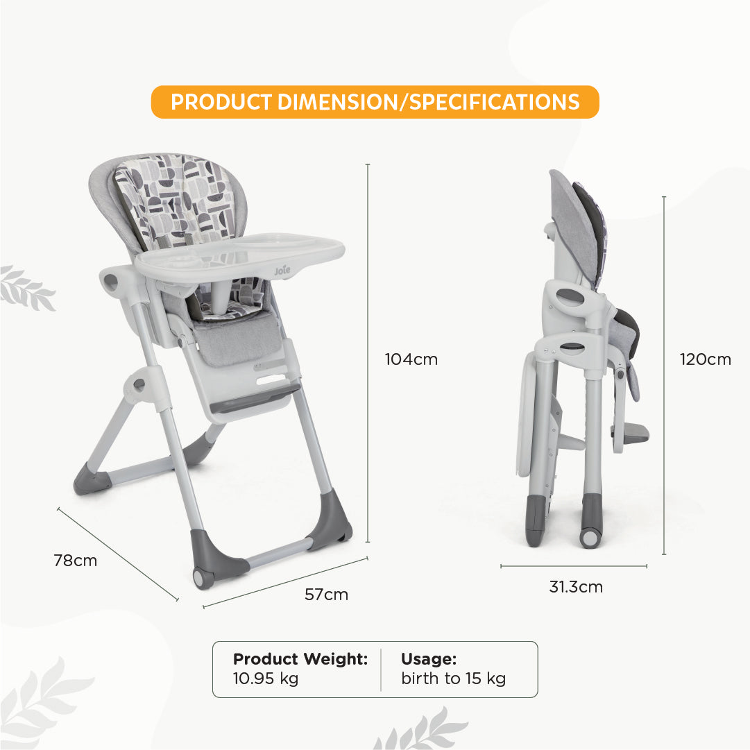 Joie High Chair Mimzy Recline Logan Birth+ to 15 Kgs