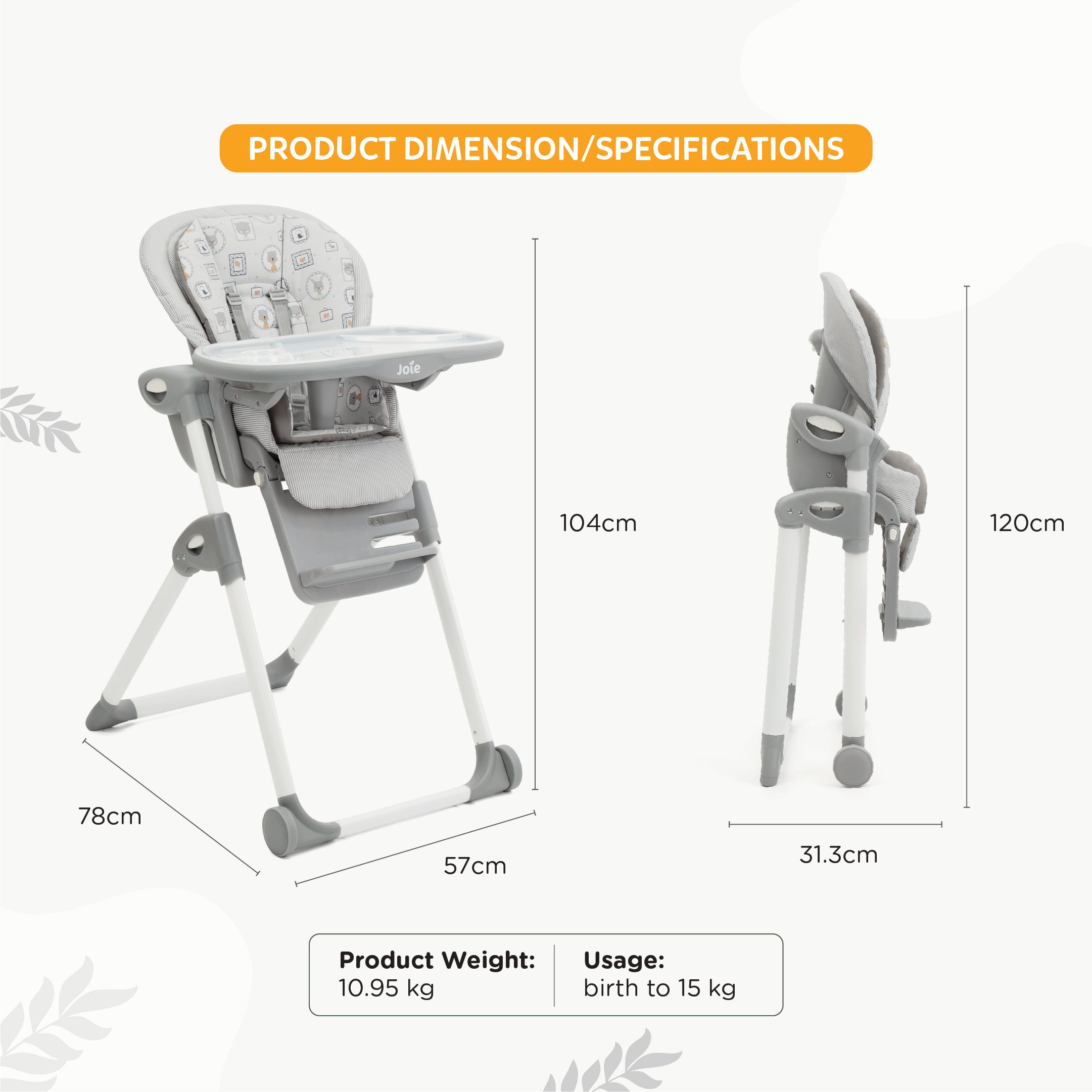 Joie High Chair Mimzy Snacker Portrait 6M to 15 kg