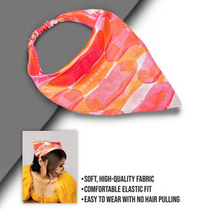 Hair Drama Co Abstract Headscarf Headband with Elastic - Pink - SCF - 0017