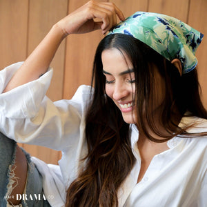 Hair Drama Co Abstract Headscarf With Elastic - Blue - SCF - 0004