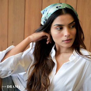 Hair Drama Co Abstract Headscarf With Elastic - Blue - SCF - 0004