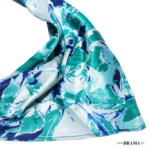 Hair Drama Co Abstract Headscarf With Elastic - Blue - SCF - 0004