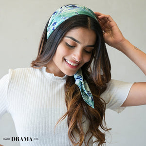 Hair Drama Co Abstract Patterned Scarf - Green - SCF - 0007