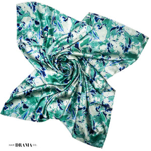 Hair Drama Co Abstract Patterned Scarf - Green - SCF - 0007